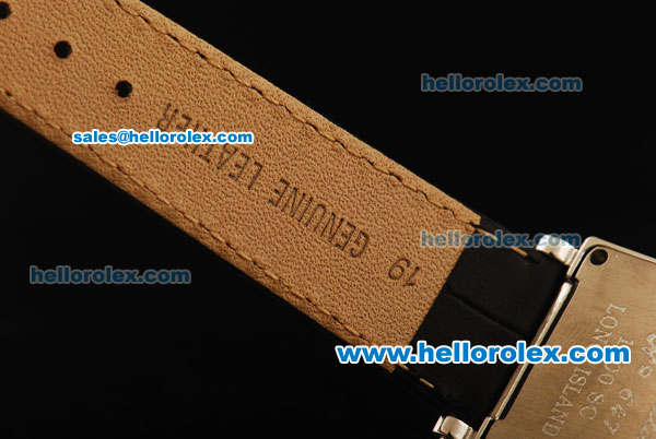 Franck Muller Long Island Swiss ETA Quartz Movement Diamond Bezel with Black Arabic Numerals and Black Leather Strap - Click Image to Close